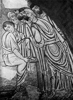 Омовение ног. Мозаика из монастыря св. Луки в Фокиде. Вторая четверть XI в.