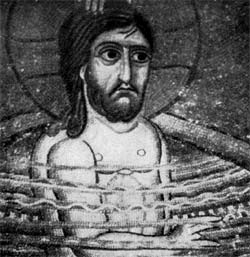 Иисус Христос. Деталь сцены крещения. Мозаика из монастыря св. Луки в Фокиде. Вторая четверть XI в.