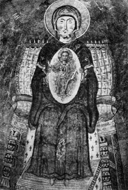 Богородица с младенцем. Фреска из церкви св. Софии в Охриде. XI в.