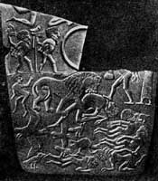 Захват пленных египетскими номами, символически изображёнными в виде зверей и птиц. Додинастичесиое время (IV тысячелетие до н. э.).