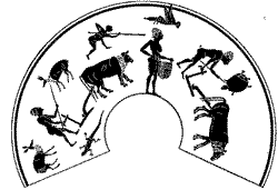 Изображение пахоты и сева на чернофигурной вазе из Вульчи. VI в. до н. э.