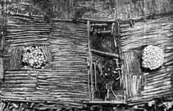 Остатки жилищ Бискупинского поселения: настил пола с каменными очагами. VII—V вв. до н. э.