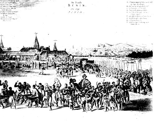 Город Бенин. Франмент гравюры 1686 г.