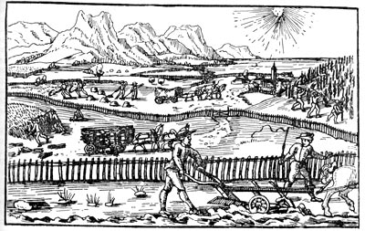 Сельскохозяйственные работы. Рисунок из хроники Х. Зильберизена. 1576 г.