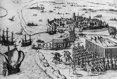 Взятие Бриля 'морскими гёзами' в 1572 г. Гравюра 1583 г.