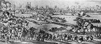 Осада и взятие Магдебурга войсками Тилли в 1631 г. Гравюра М. Мериана