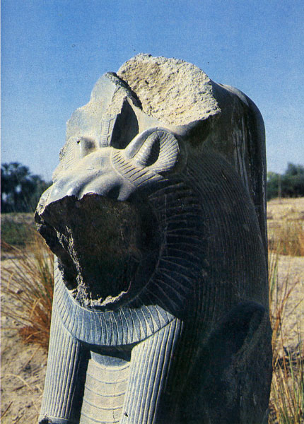 55. Торс статуи богини Сахмет. Подобные разрушенные фигуры стоят вокруг руин храма Мут в Карнаке.