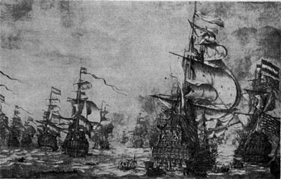 Морской бой англичан с голландцами близ устья Темзы. В. ван де Вальде. 1653 г.