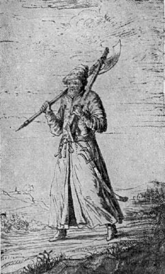 Московский стрелец. Рисунок Э.Пальмквиста 1674 г.