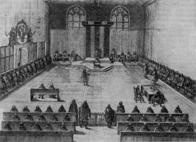 Заседание рейхстага в Решенсбурге. 1663 г. Гравюра Хр. Фишера