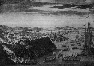 Взятие Квебека англичанами 13 сентября 1659 г. Гравюра 1760 г.