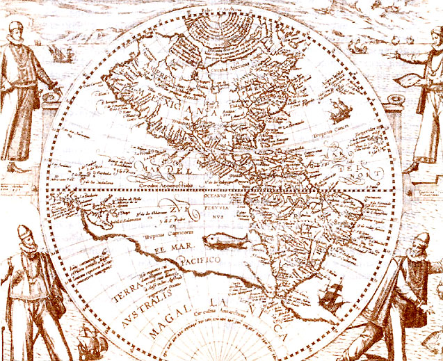 Новый свет и Южная Земля. Карта де Бри, вышедшая в свет в 1597 году