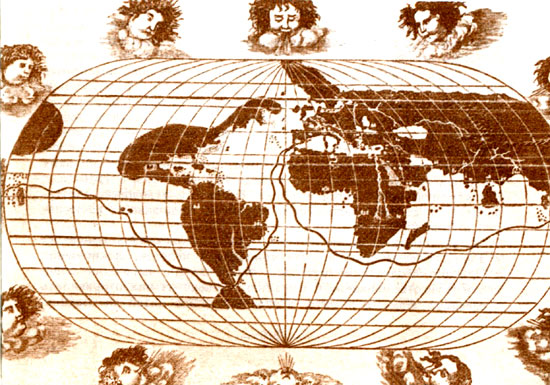 Курс армады. Иллюстрация с карты Баттисты Аньезе (1536)