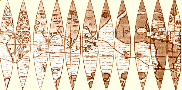 Глобусная карта Иоганна Шёнера к печатному листку 