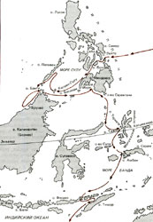 Маршрут флота Магеллана в островном мире азиатских юго-восточных островов